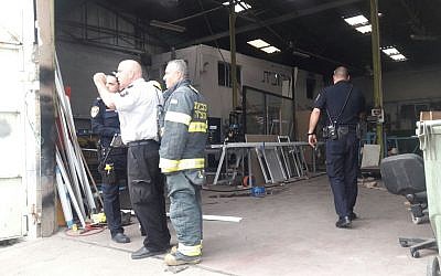 The workshop in the Haifa Bay area where a 47-year-old employee was found dead with burns all over his body, March 8, 2018. (United Hatzalah)