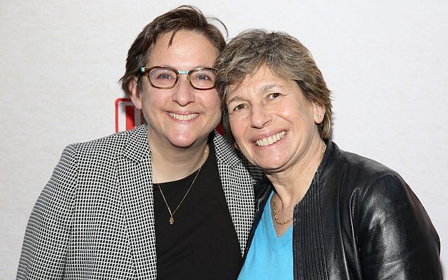 Rabbi Sharon Kleinbaum and Randi Weingarten attend the Broadway Opening Night Performance of 'Indecent' at The Cort Theatre on April 18, 2017 in New York City.  (Walter McBride/WireImage via JTA)