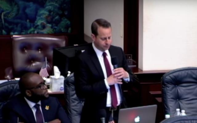 Jared Moskowitz speaking in the Florida legislature, March 7, 2018. (Screenshot from YouTube)