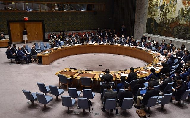 File: The UN Security Council meets on April 14, 2018, at UN Headquarters in New York. (AFP/Hector Retamal)