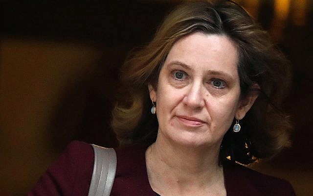 Britain's then-home secretary Amber Rudd leaves 10 Downing Street in London, March 14, 2018. (AP Photo/Frank Augstein, File)
