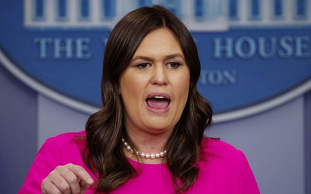 White House press secretary Sarah Huckabee Sanders speaks during the daily press briefing at the White House, May 9, 2018, in Washington. (AP Photo/Evan Vucci)