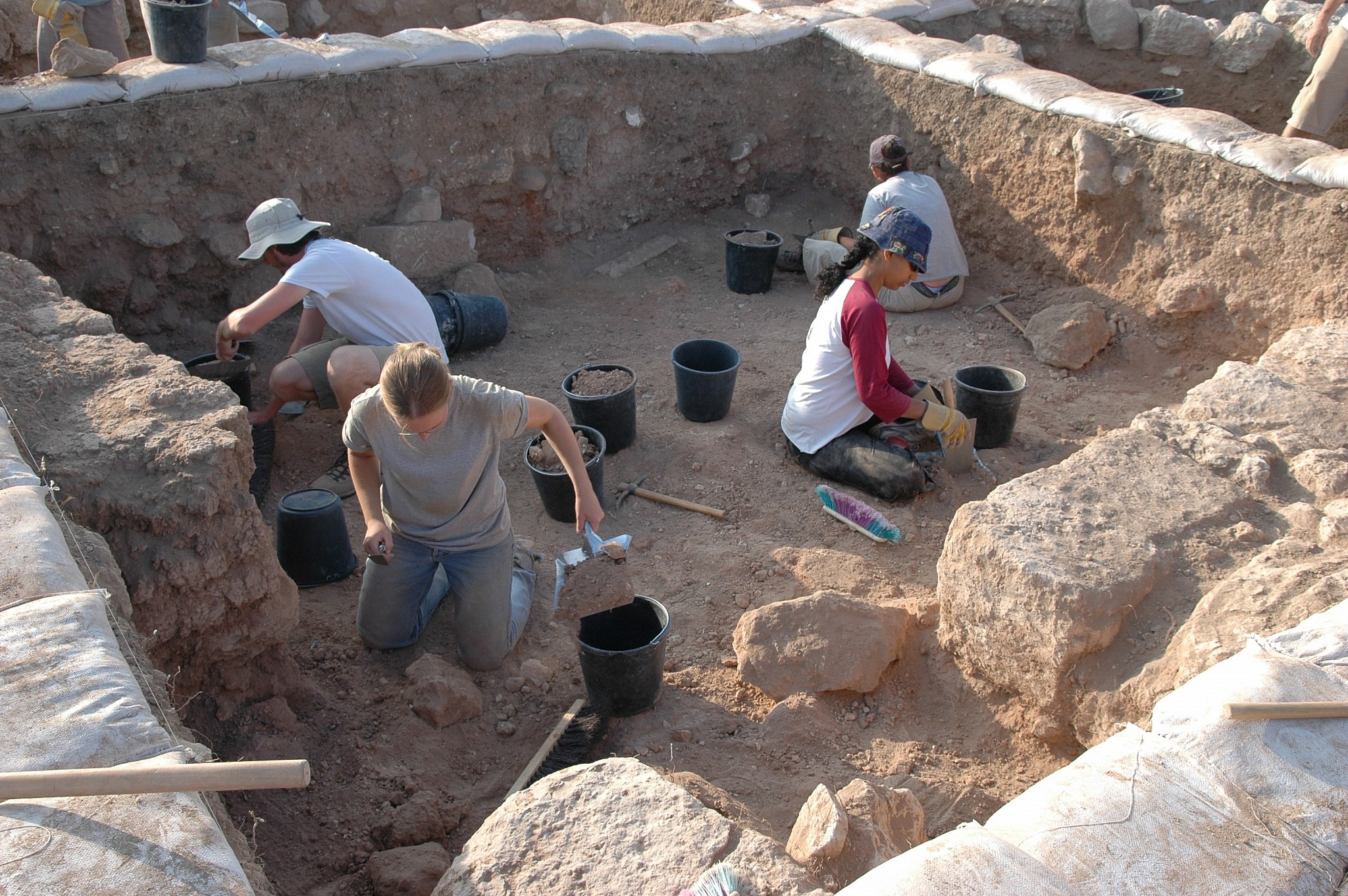 The team working at the Tel 'Eton archaeological excavation in Israel's Shphelah region. (Courtesy Avraham Faust/ Tel 'Eton Archaeological Expedition)