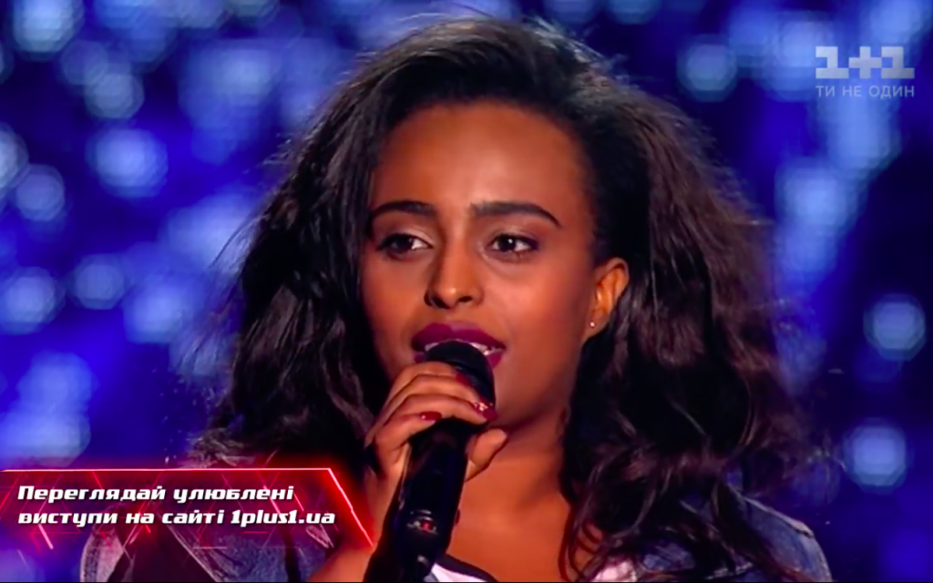 Bethlehem Endale performing on 'The Voice' Ukraine (Screenshot)