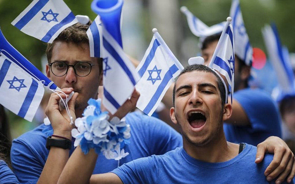 People participate in the annual Celebrate Israel Parade on June 3, 2018, in New York City. (Kena Betancur/Getty Images/AFP)