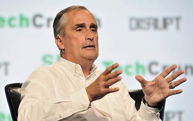 Then-Intel CEO Brian Krzanich speaks onstage during the TechCrunch Disrupt SF 2017 conference at Pier 48 in San Francisco on September 18, 2017. (Flickr/CC BY/Steve Jennings/Getty Images for TechCrunch)