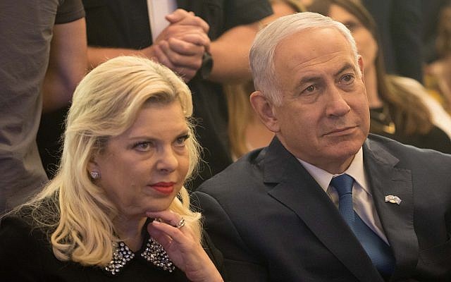 Prime Minister Benjamin Netanyahu, right, and his wife Sara in Jerusalem, on May 16, 2018. (Yonatan Sindel/Flash90)