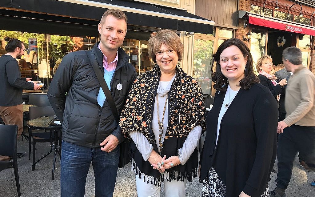 Mindy Pollak, right, with Quebec provincial cabinet minister Helene David, and Mayor of Outremont Philipe Tomlinson. (Courtesy)