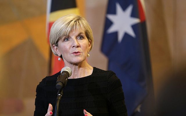 Australian Foreign Minister Julie Bishop at United Nations headquarters, March 6, 2018. (AP Photo/Seth Wenig)