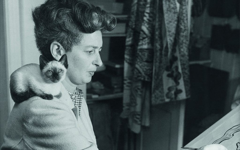Enid Marx working on a textile design post, 1945. (Courtesy)