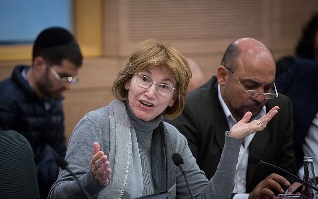 Knesset member Yael German at a committee meeting in the Knesset on January 1, 2018. (Miriam Alster/Flash90)
