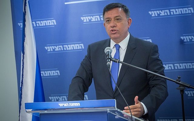 Zionist Union leader Avi Gabbay leads a faction meeting at the Knesset on July 16, 2018. (Miriam Alster/Flash90)