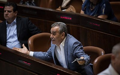 Arab List Knesset Member Jamal Zahalka at the Knesset plenum on July 18, 2018 (Hadas Parush/Flash90 )