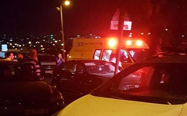 The scene of a stabbing attack in the West Bank settlement of Adam, July 26, 2018. (Magen David Adom)