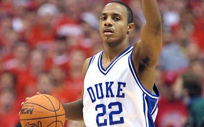 Jay Williams playing for Duke in a game against Maryland in the 2001 NCAA Men’s Basketball Tournament. (Brian Bahr/ALLSPORT/Getty Images via JTA)