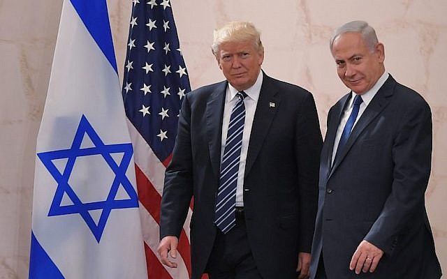 US President Donald Trump (left) with Israeli Prime Minister Benjamin Netanyahu, at the Israel Museum in Jerusalem, May 23, 2017. (Mandel Ngan/AFP/Getty Images via JTA)