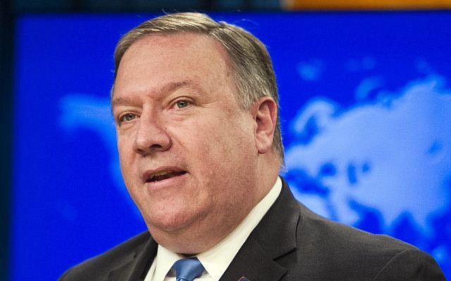 Secretary of State Mike Pompeo announces the creation of the Iran Action Group at the State Department, in Washington, DC, on August 16, 2018. (AP Photo/Cliff Owen)