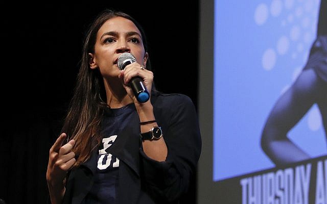 New York congressional candidate Alexandria Ocasio-Cortez addresses supporters at a fundraiser on August 2, 2018, in Los Angeles. (AP Photo/Jae C. Hong)