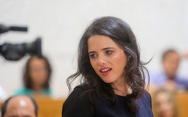 Justice Minister Ayelet Shaked at the Supreme Court in Jerusalem on August 2, 2018. (Marc Israel Sellem/Flash90)