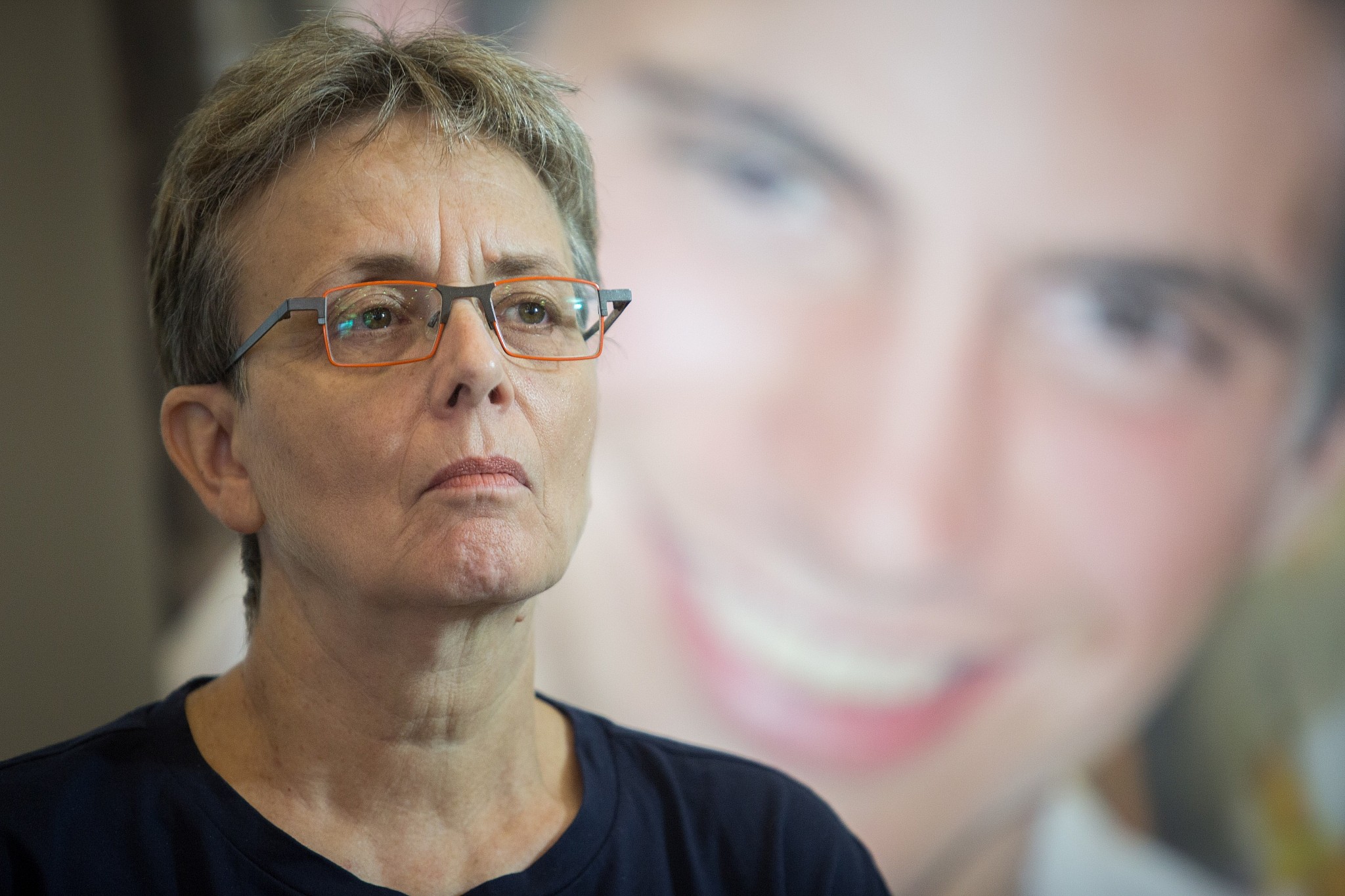 Leah Goldin, mother of late Israeli soldier Hadar Goldin, attends a press conference, August 5, 2018. (Hadas Parush/Flash90)