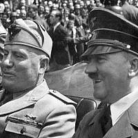 Illustrative: Benito Mussolini and Adolf Hitler during a parade celebrating their alliance (public domain)