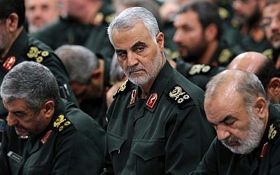 Iranian Revolutionary Guard Corps’ Quds force commander Gen. Qassem Soleimani, center, attends a meeting with Supreme Leader Ayatollah Ali Khamenei and Revolutionary Guard commanders in Tehran, Iran, September 18, 2016. (Office of the Iranian Supreme Leader via AP)