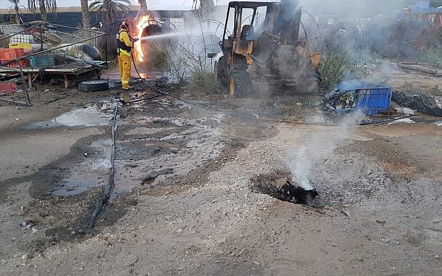 The site where a projectile from the Gaza Strip hit a house in the Eshkol region of southern Israel, injuring two people, on August 9, 2018. (Eshkol Security)