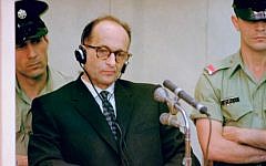 Adolf Eichmann during his trial in Jerusalem (public domain)