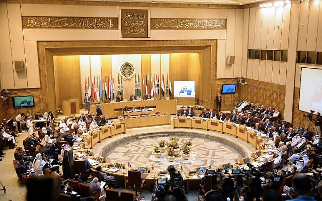 This picture taken on September 11, 2018, shows a general view of a meeting of the Arab League foreign ministers at the organization's headquarters in the Egyptian capital Cairo. (AFP Photo/Mohamed El-Shahed)
