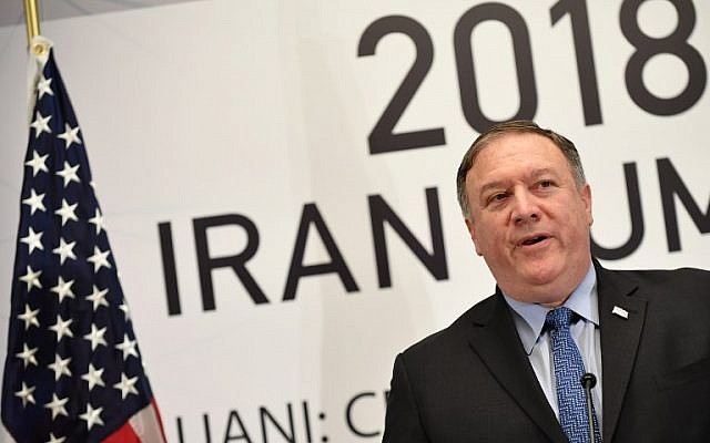 US Secretary of State Mike Pompeo speaks at the United Against Nuclear Iran Summit in New York on September 25, 2018. (AFP Photo/Mandel Ngan)