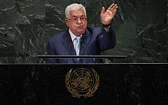 Palestinian Authority President Mahmoud Abbas addresses the 73rd session of the General Assembly at the United Nations in New York, September 27, 2018. (TIMOTHY A. CLARY/AFP)