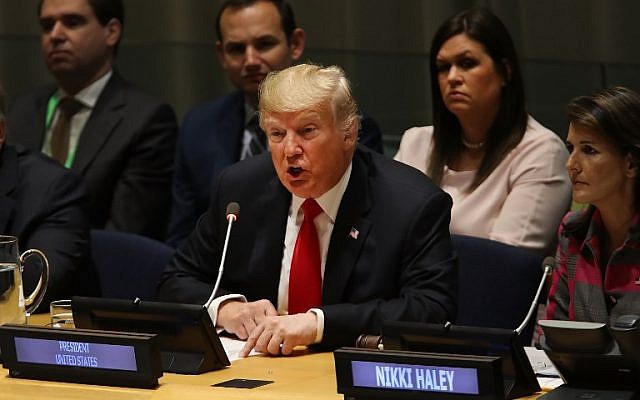 President Donald Trump attends a meeting on the global drug problem at the United Nations (UN) a day ahead of the official opening of the 73rd United Nations General Assembly on September 24, 2018 in New York City. ( Spencer Platt/Getty Images/AFP)