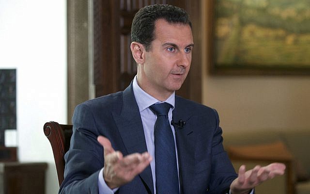 Syrian President Bashar Assad in an AP interview at the presidential palace in Damascus, Syria, September 2016. (Syrian Presidency via AP)