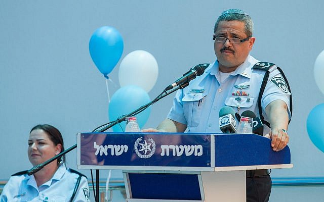 Israel Police Chief Roni Alsheich attends an inauguration ceremony for a newly opened police control center, in the northern district of Nazareth. June 21, 2018. (Meir Vaaknin/FLASH90)