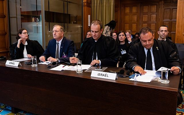 The Israeli delegation at the International Court of Justice in The Hague, September 5, 2018 (UN Photo/Wendy van Bree. Courtesy ICJ)
