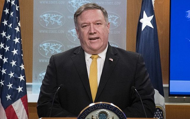 US Secretary of State Mike Pompeo speaks during a press briefing at the US Department of State in Washington, DC, October 3, 2018. (Jim Watson/AFP)