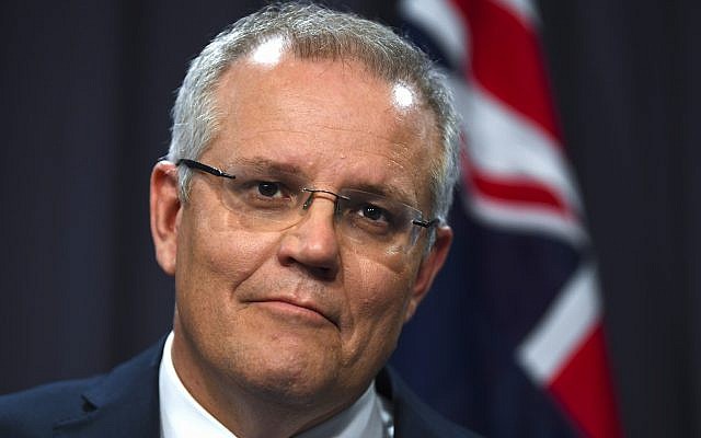 Newly elected leader of Australia's Liberal Party, Scott Morrison addresses media at a press conference at Parliament House in Canberra, August 24, 2018. (Lukas Coch/AAP Image via AP)