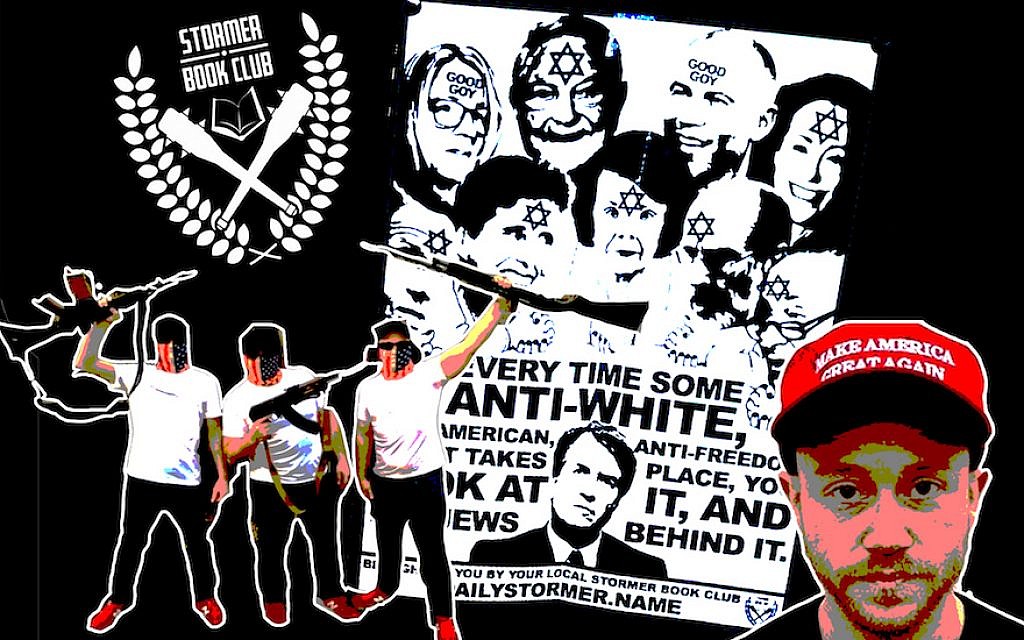 The Stormer Book Clubs took credit for anti-Semitic fliers that appeared across the country last week. (Anti-Defamation League/JTA Collage)