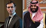White House Senior Adviser Jared Kushner during a meeting in the Cabinet Room at the White House in Washington, DC on October 23, 2017. Right: Saudi Crown Prince Mohammed bin Salman attends a meeting with Lebanon's Christian Maronite patriarch on November 14, 2017, in Riyadh, Saudi Arabia. (Photos by Jabin Botsford/The Washington Post via Getty Images; Fayez Nureldine/AFP/Getty Images)