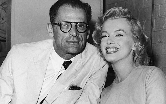 American actress Marilyn Monroe  with her husband, playwright Arthur Miller at London Airport, 14th July 1956.  Fox Photos/Hulton Archive/Getty Images via JTA)