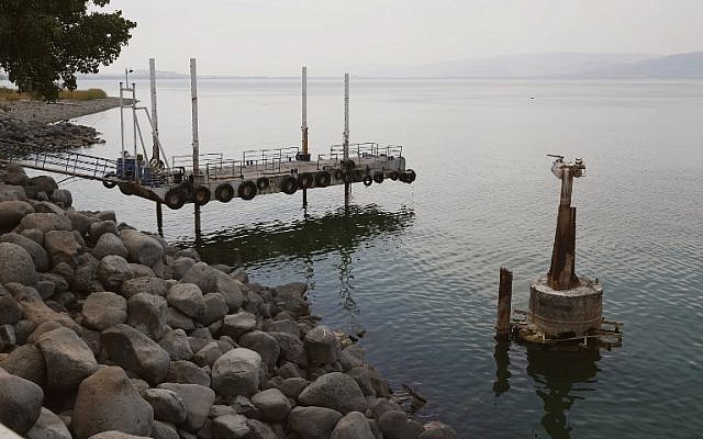 Photo shows the decline in the level of water in the Sea of Galilee, October 8, 2018. (JACK GUEZ/AFP)