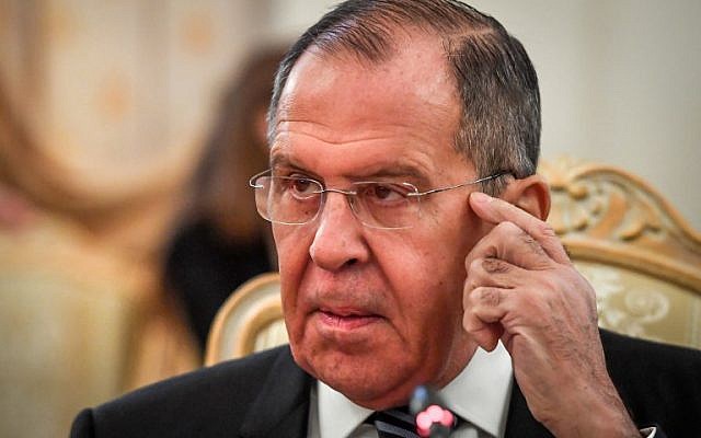 Russian Foreign Minister Sergei Lavrov gestures as he attends a meeting with Secretary General of the Organisation for Security and Cooperation in Europe (OSCE) Thomas Greminger, in Moscow, on November 2, 2018. (Yuri KADOBNOV / AFP)