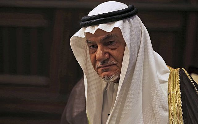 Saudi Prince Turki al-Faisal talks to the Associated Press in Abu Dhabi, United Arab Emirates, Saturday Nov. 24, 2018 (AP/Kamran Jebreili)