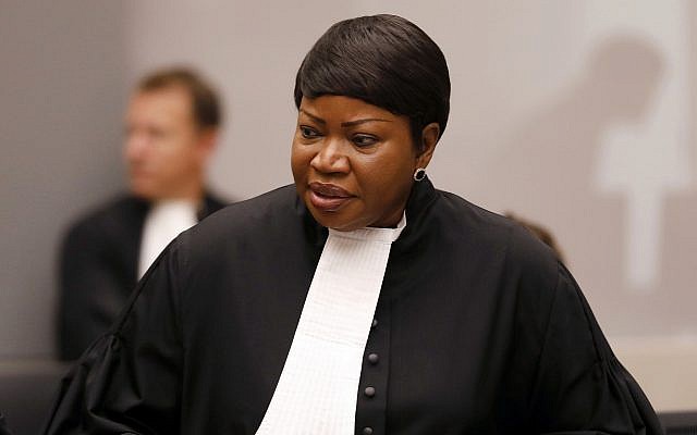 Prosecutor Fatou Bensouda in the courtroom of the International Criminal Court (ICC) during the closing statements of the trial of Bosco Ntaganda, a Congo militia leader, in The Hague, Netherlands, August 28, 2018. (Bas Czerwinski/Pool via AP)