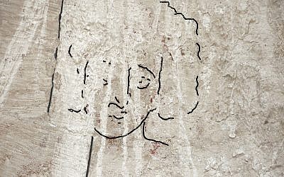 Dr. Emma Maayan-Fanar's reconstruction on top of the face of Jesus found in a Byzantine-era North Church at Shivta in the Negev. (Dror Maayan)