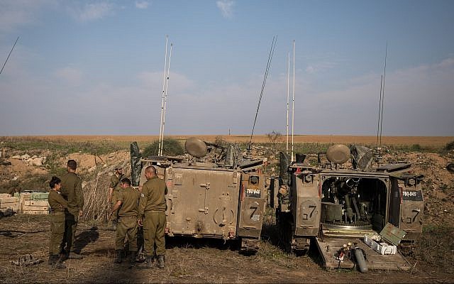 IDF forces seen gathering near the border with Gaza in southern Israel on November 13, 2018. (Hadas Parush/Flash90)