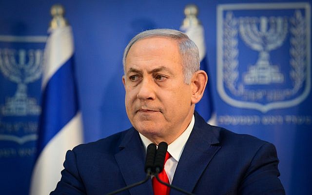 Prime Minister Benjamin Netanyahu speaks during a press conference at the Defense Ministry in Tel Aviv, on November 18, 2018. (Tomer Neuberg/Flash90)