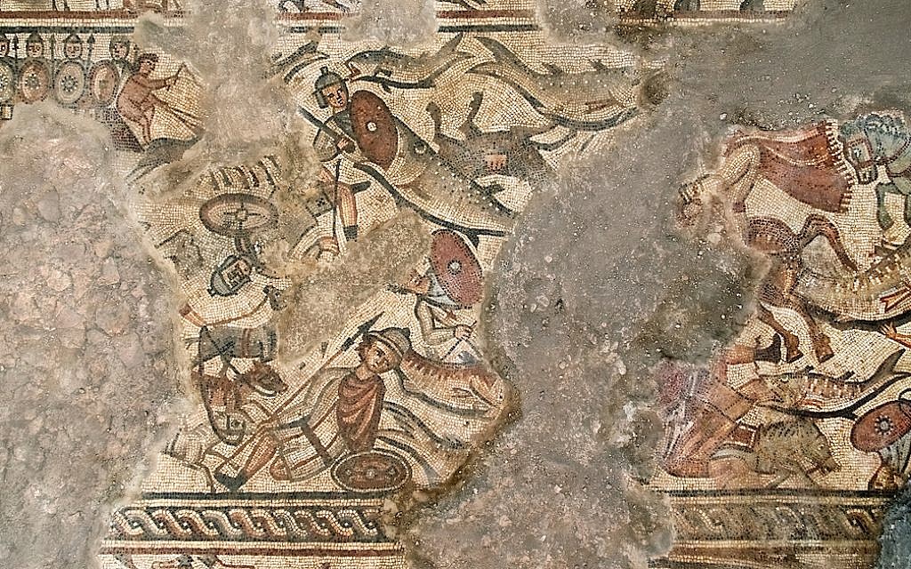 Huqoq mosaic depicting the parting of the Red Sea. (Jim Haberman)