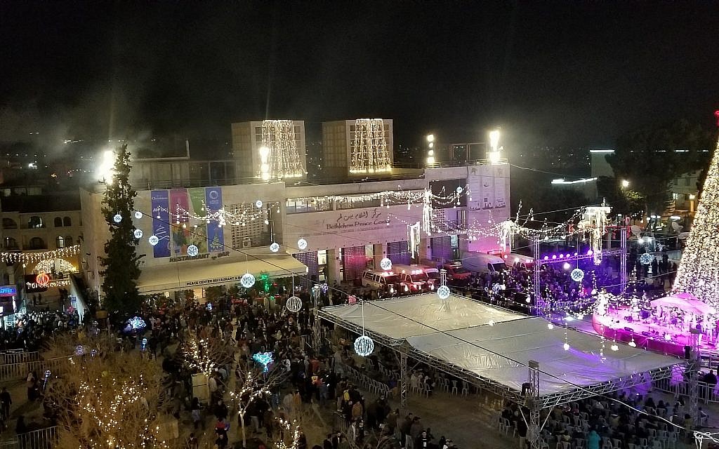 Bethlehem's Manger Square on December 24, 2018. (Adam Rasgon/Times of Israel)