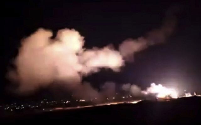 Illustrative: This frame grab from a video provided by the Syrian official news agency SANA shows missiles flying into the sky near Damascus, Syria, Tuesday, December 25, 2018. (SANA via AP)